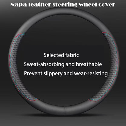 Napa leather steering wheel cover fit for mostly vehicle 14.5''to 15''(37cm to 38 cm